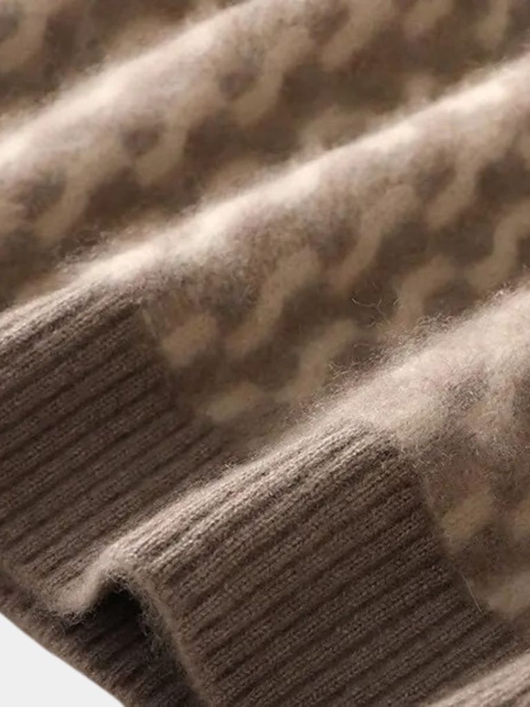 Suéter de cuello redondo geométrico 100% lana