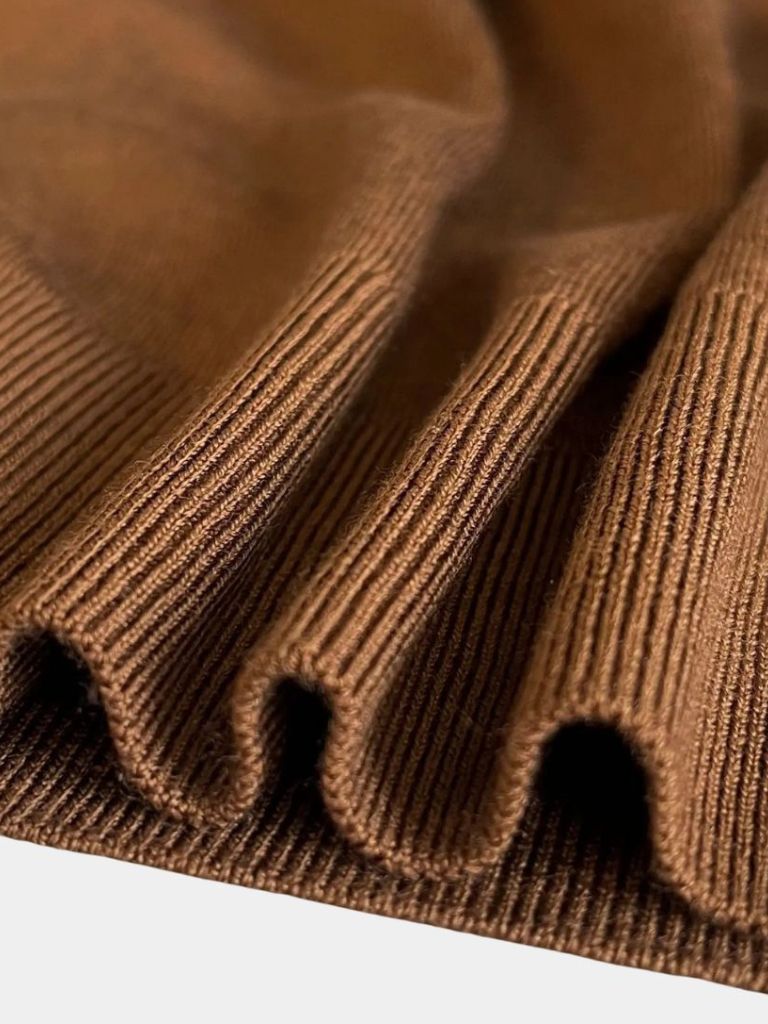 100% Wool Knit V Neck Turndown Polo Pullover