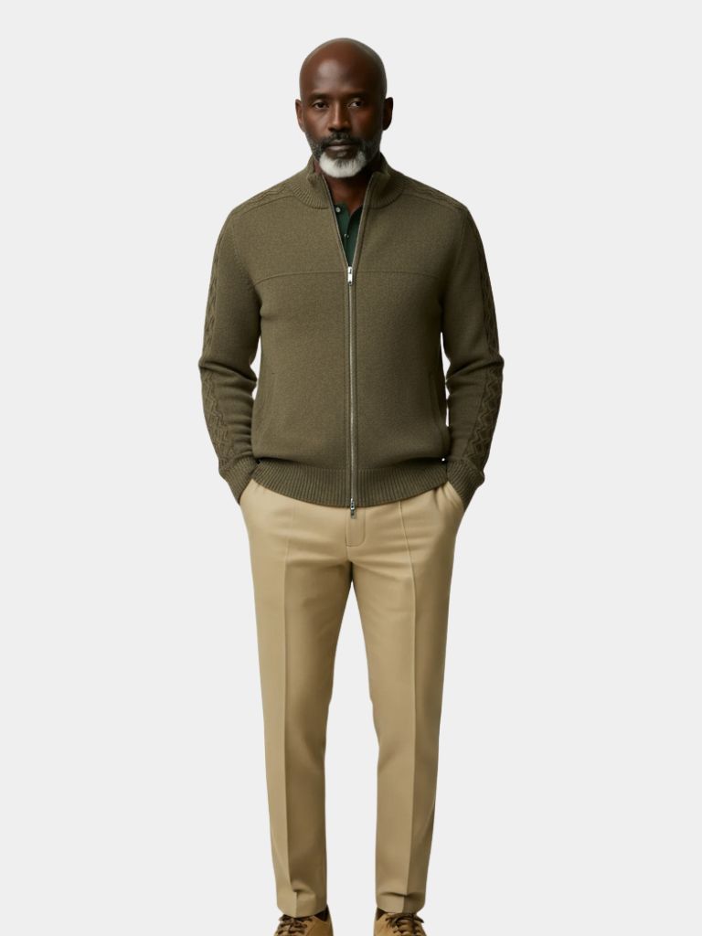 Pull zippé en cachemire à col roulé