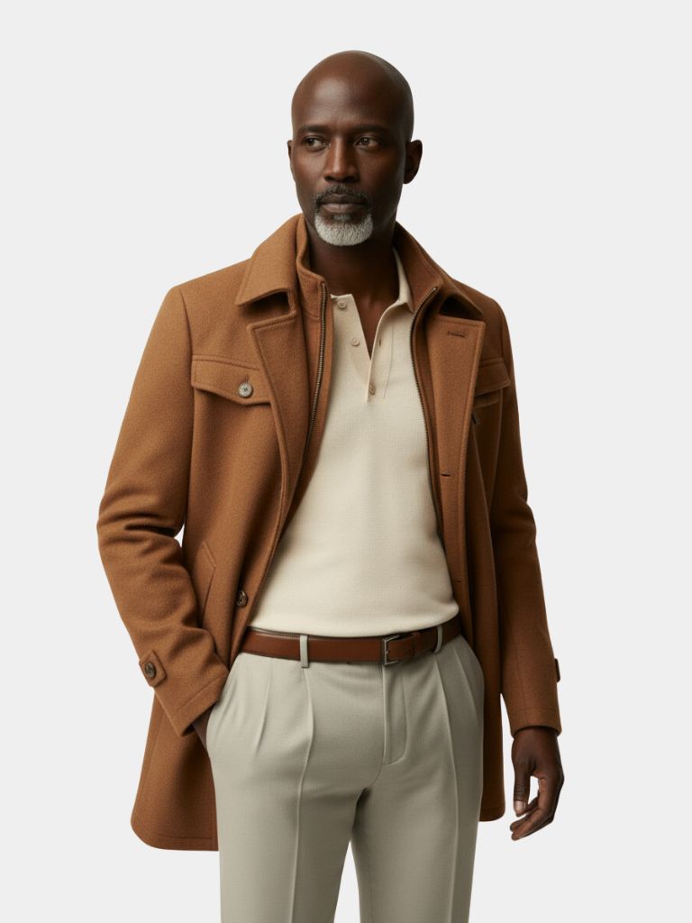 Manteau essentiel en laine mélangée