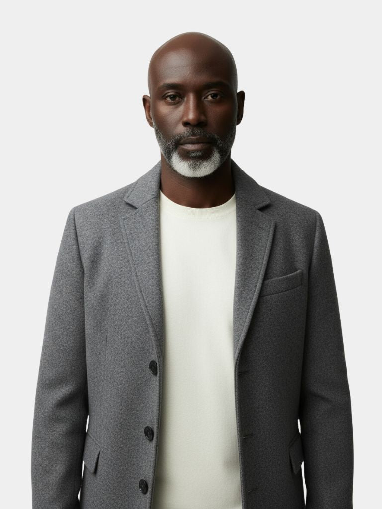 Abrigo Trench de Mezcla de Lana para Hombre