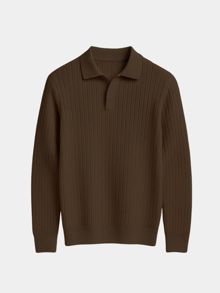 Polo Elegante de Manga Larga con Cuello Abierto