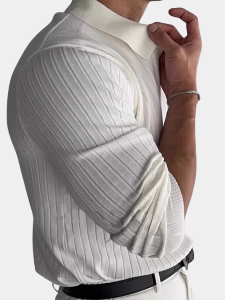 Polo Elegante de Manga Larga con Cuello Abierto