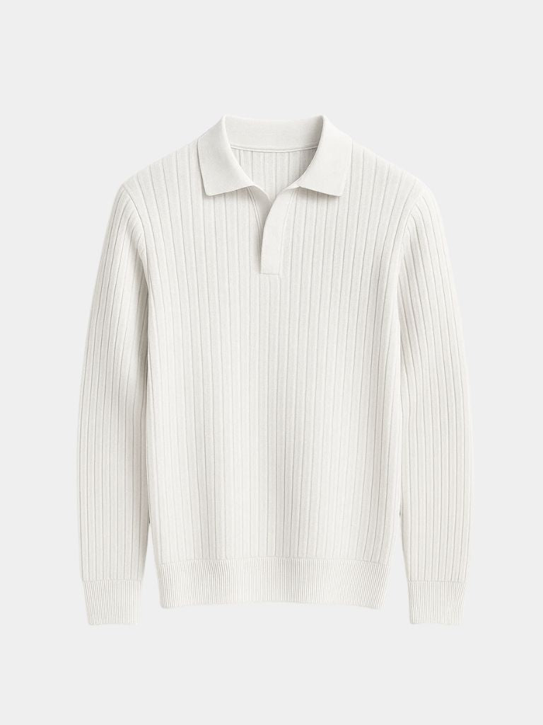 Polo Elegante de Manga Larga con Cuello Abierto