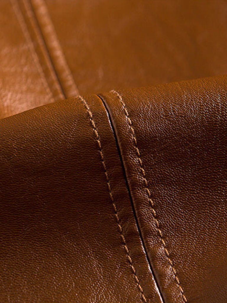 Chaqueta de Cuero Caramelo Negrita