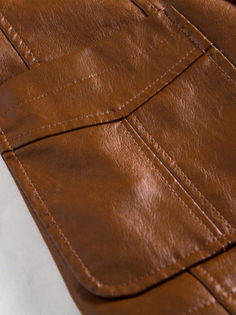 Chaqueta de Cuero Caramelo Negrita