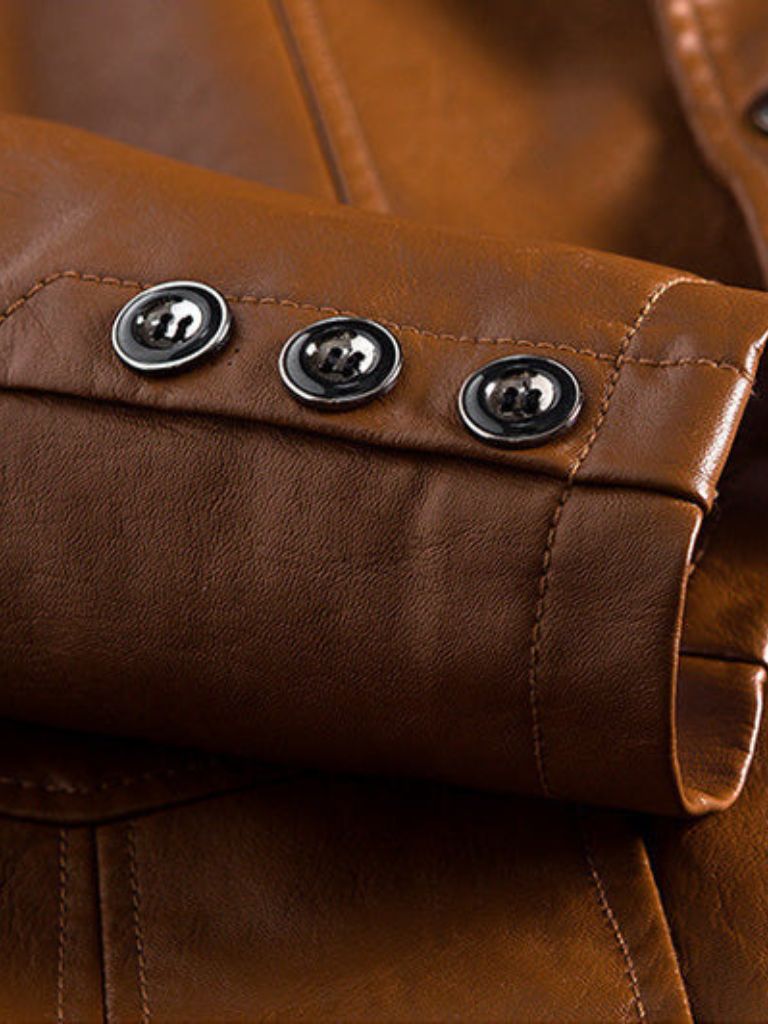 Chaqueta de Cuero Caramelo Negrita