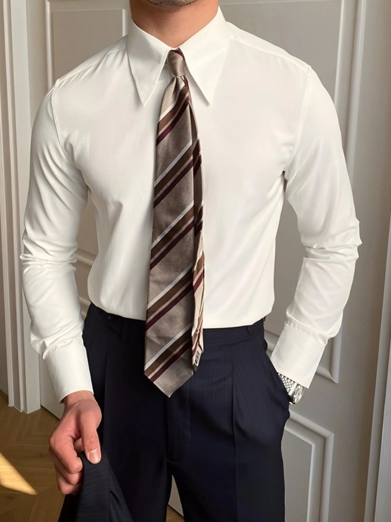 Camisa de Cuello en Punta Elegante