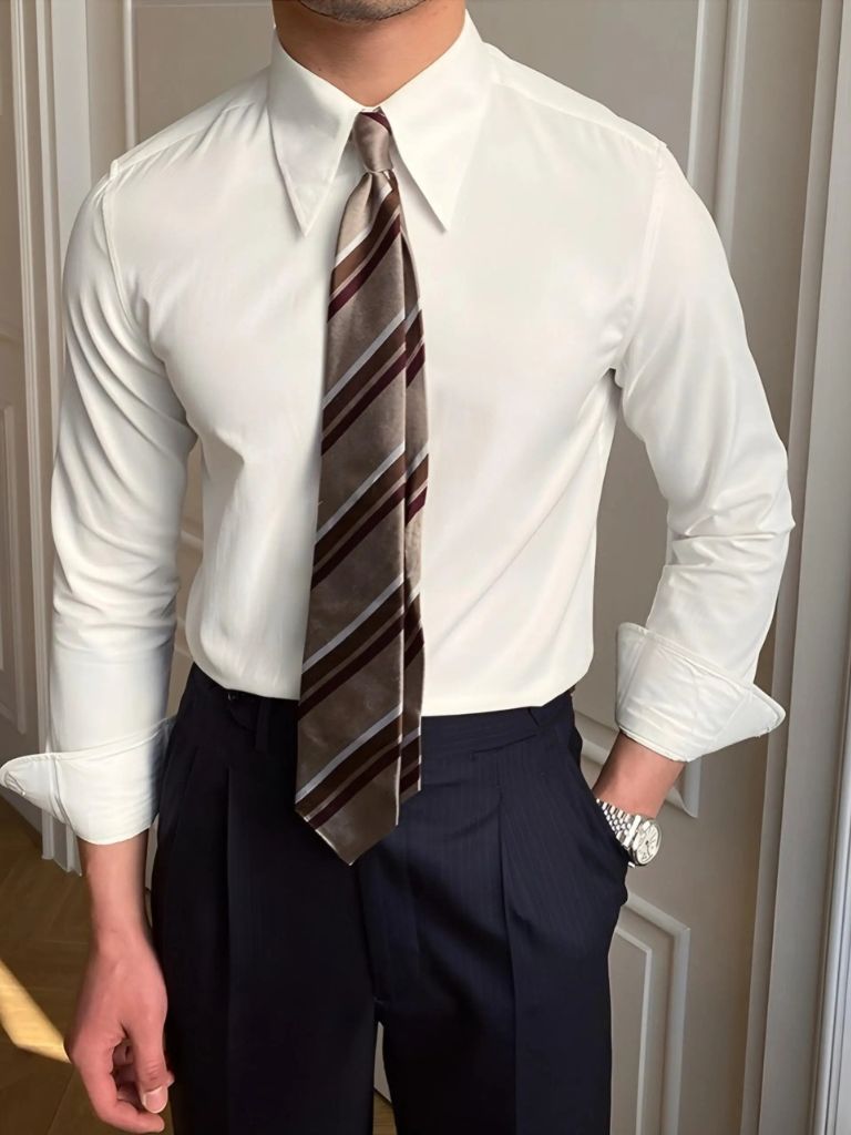 Camisa de Cuello en Punta Elegante