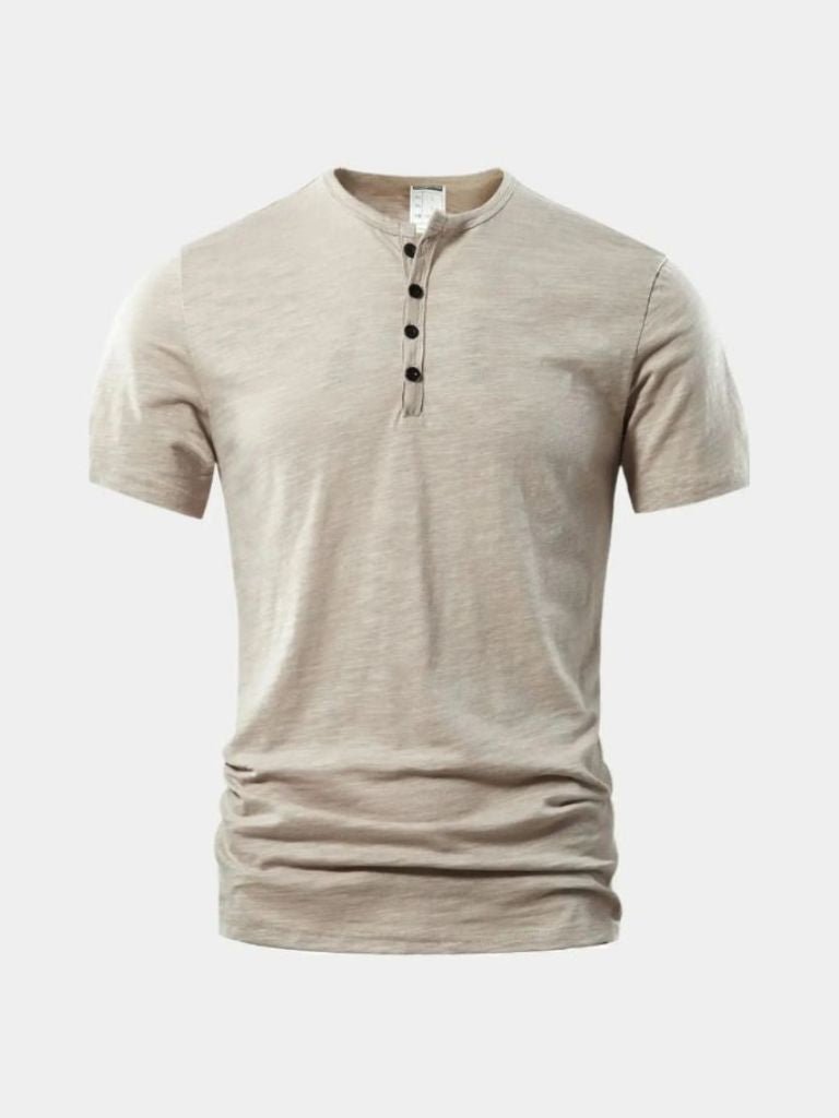 T-shirt basique décontracté à col Henley