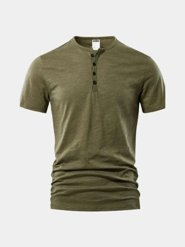 T-shirt basique décontracté à col Henley
