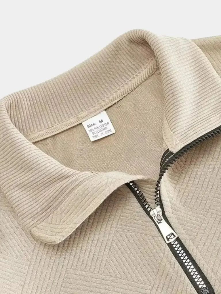 Pull Henley essentiel à col montant et fermeture éclair quart de pouce