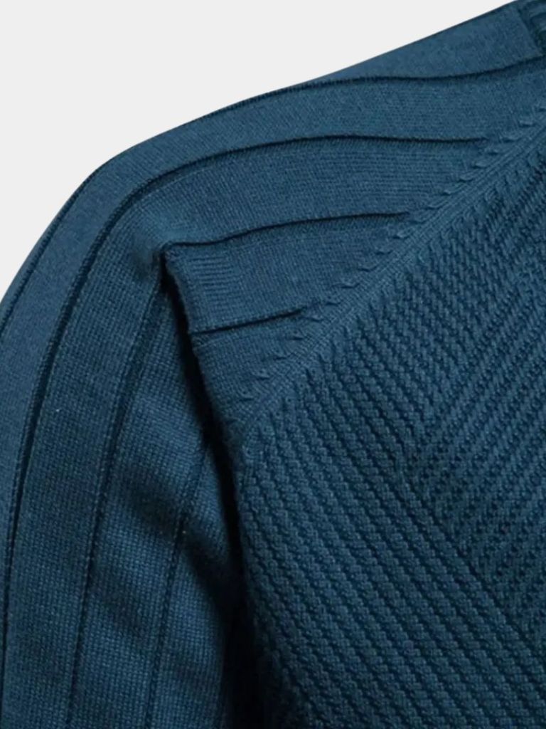 Suéter de cárdigan de punto con cremallera y jacquard en color sólido