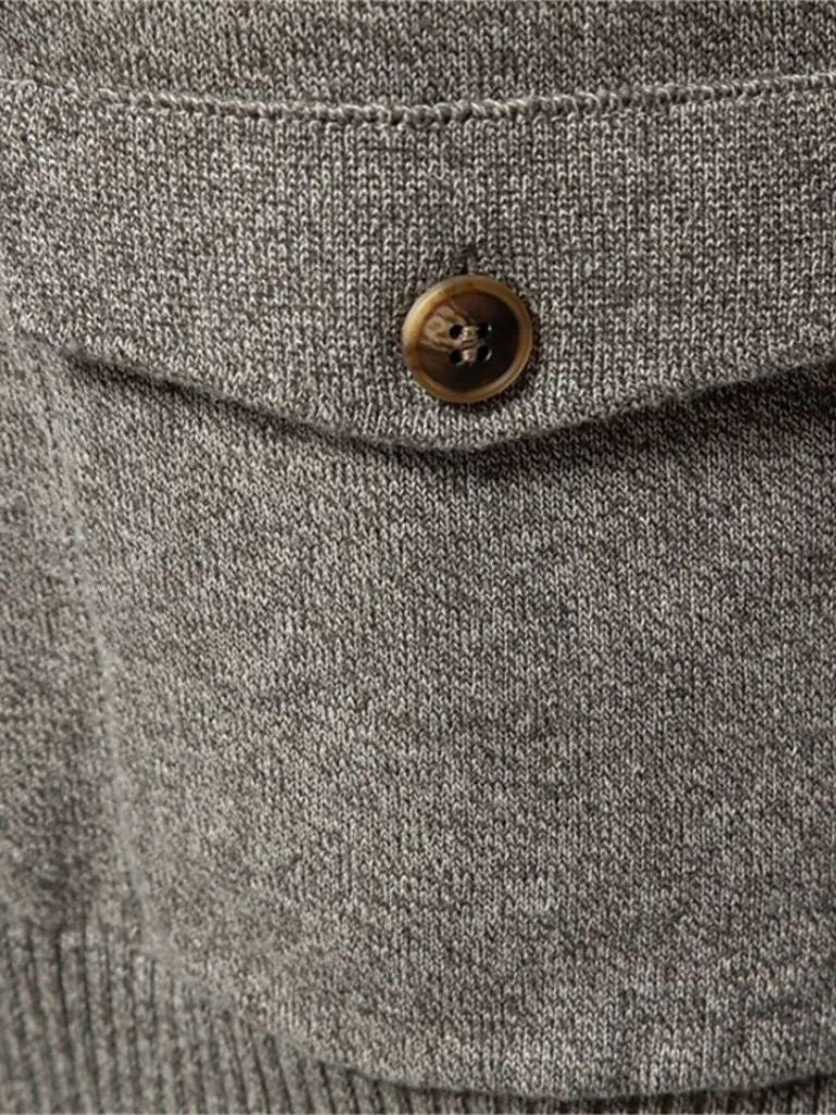 Cardigan en coton tricoté à col montant