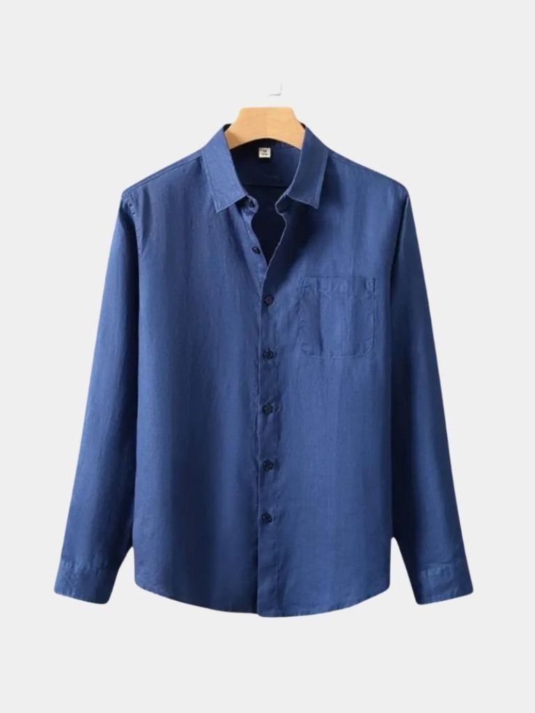 Camisa de Lino Esencial de Manga Larga