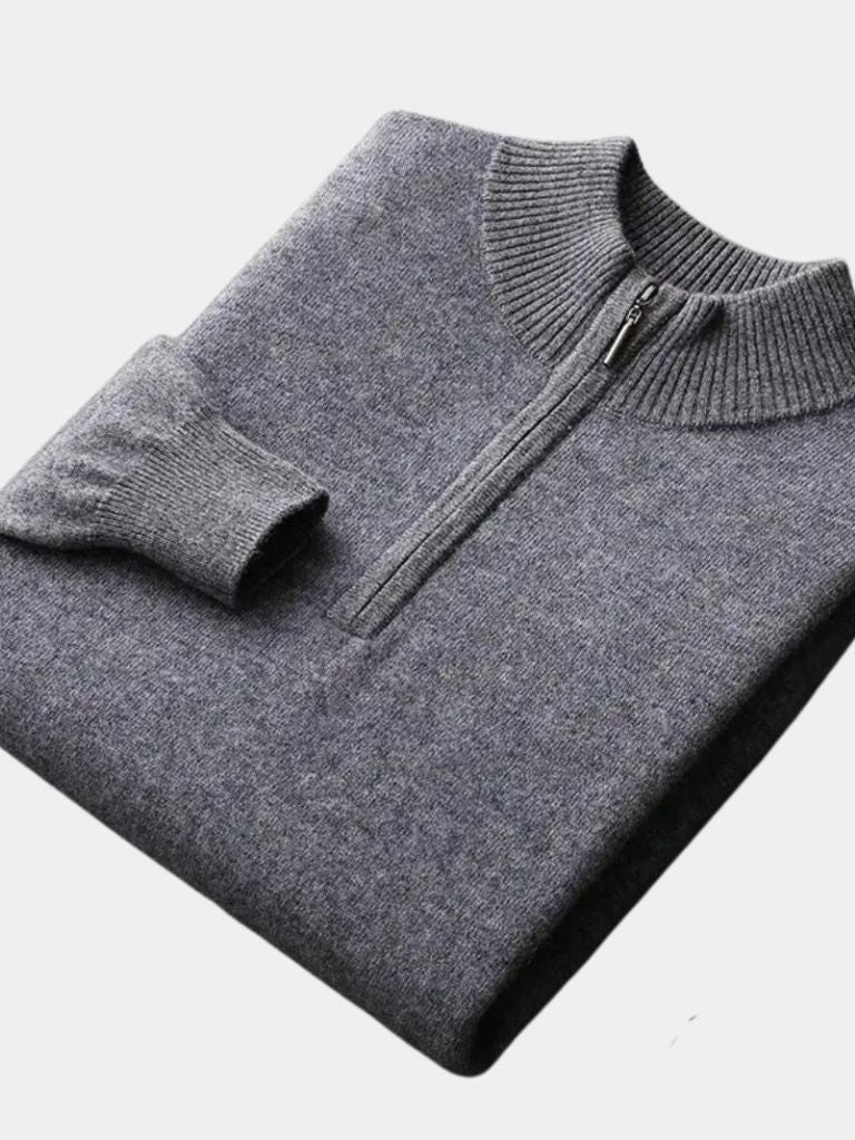 Pull en mérinos à demi-zip