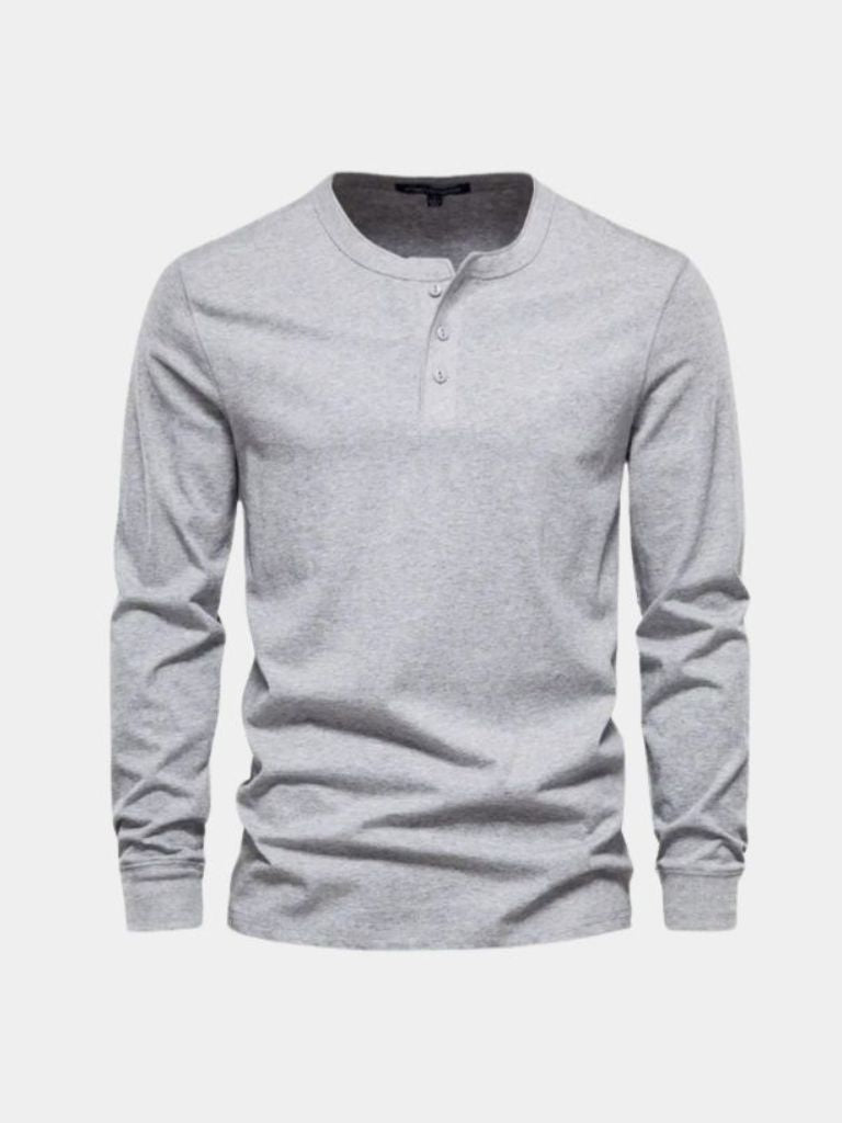 Minimalist Henley Neck Long Sleeve T-Shirt