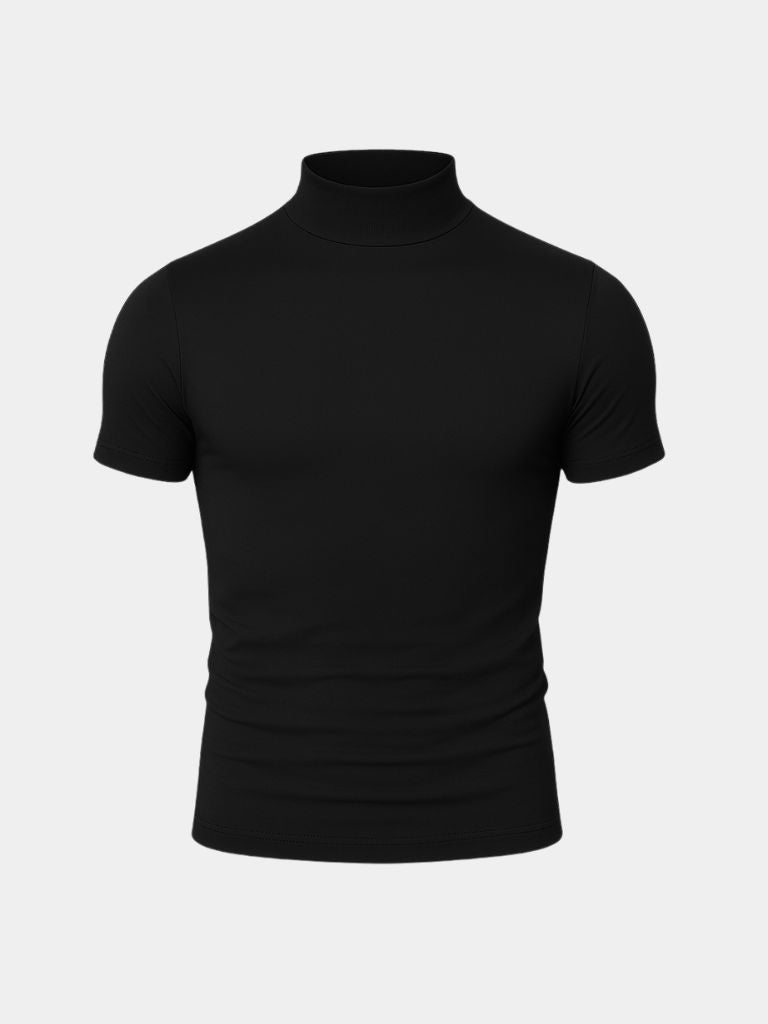 Solid Casual Turtle Neck T-Shirt