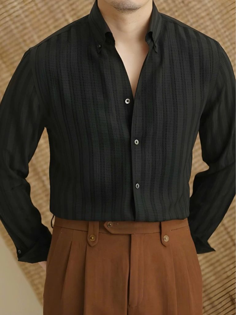 Camisa de rayas de seersucker con botones