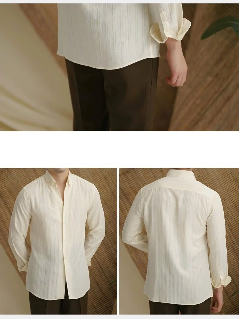 Camisa de rayas de seersucker con botones