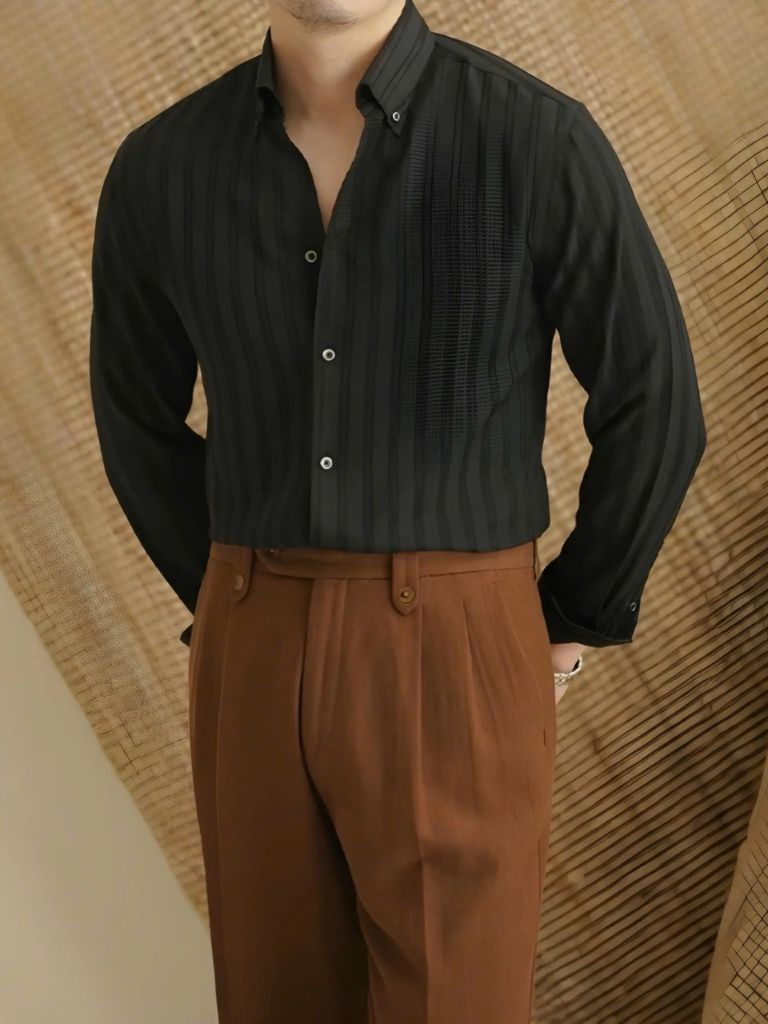 Camisa de rayas de seersucker con botones