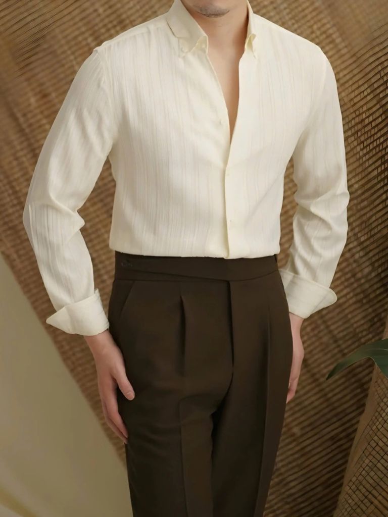 Camisa de rayas de seersucker con botones