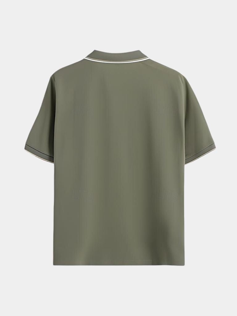 Polo Negro con Cuello en V Atemporal