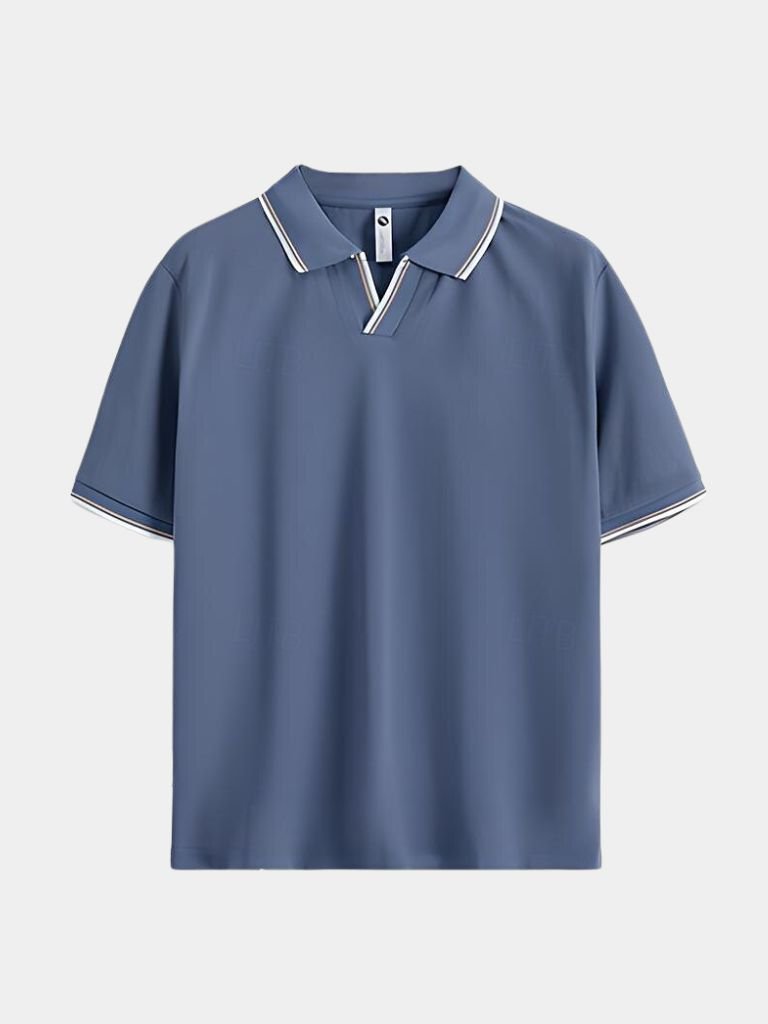 Polo Negro con Cuello en V Atemporal