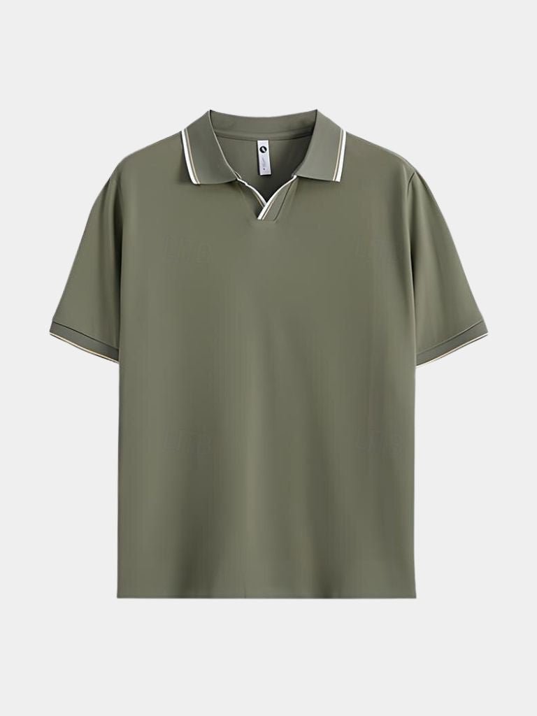 Polo Negro con Cuello en V Atemporal