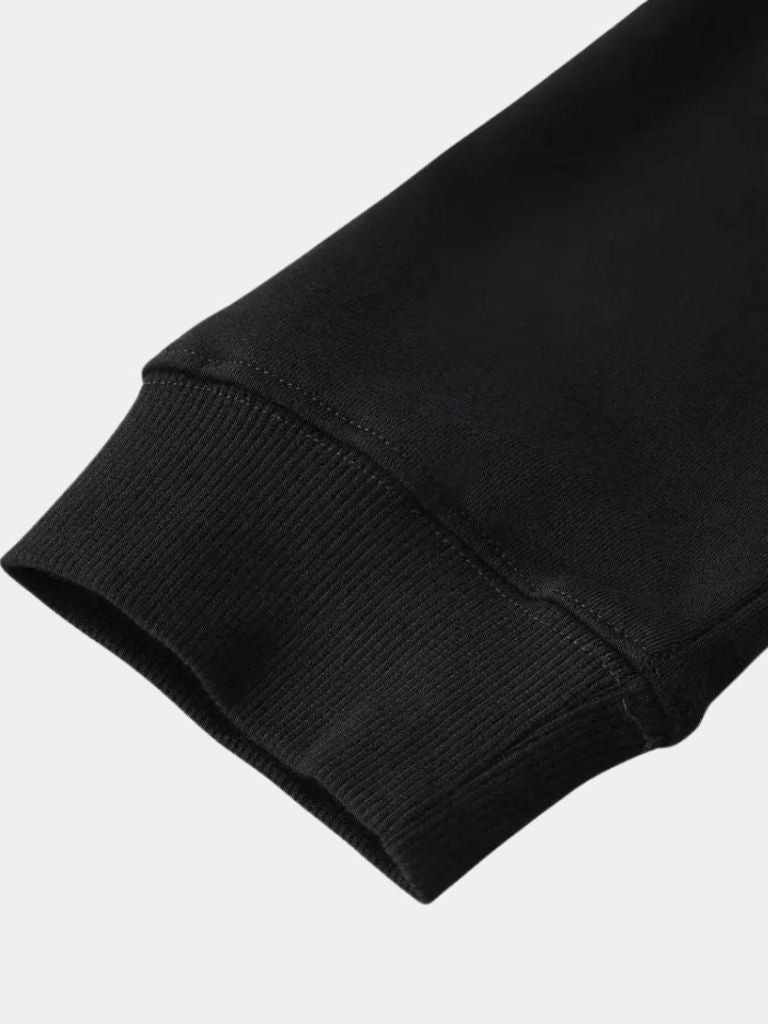 Sweat-shirt de sport noir à fermeture éclair et revers