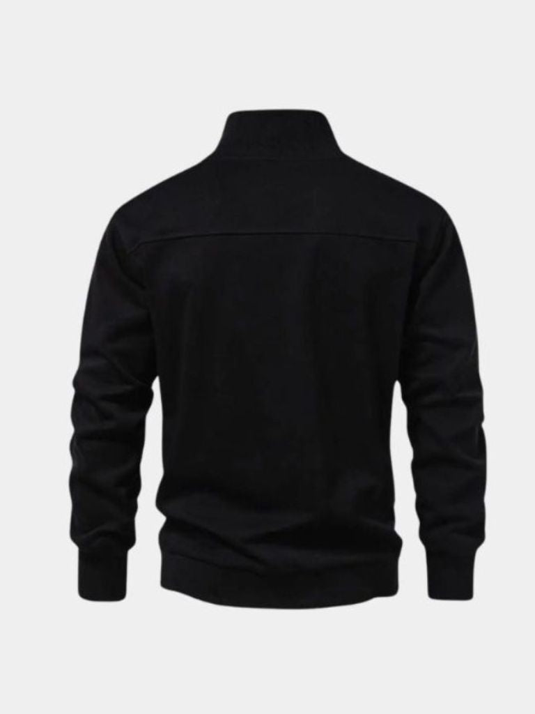 Sweat-shirt de sport noir à fermeture éclair et revers