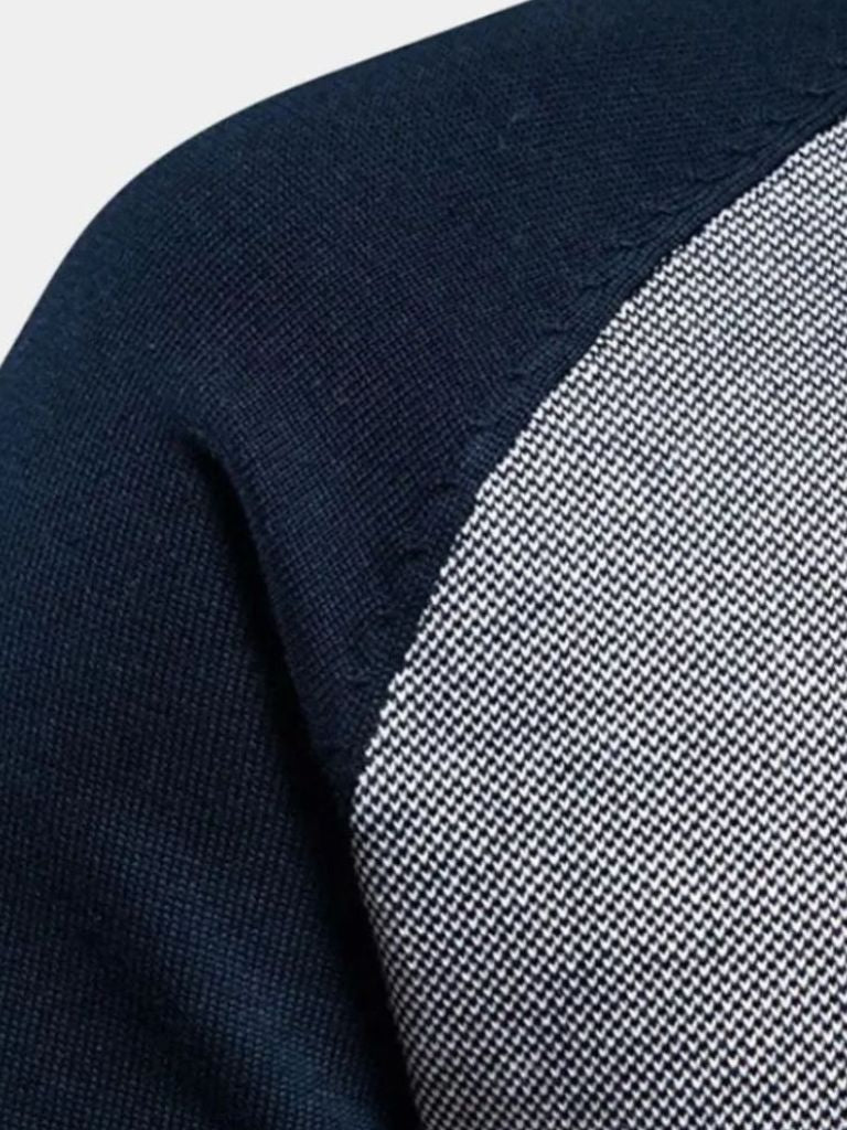 Suéter de cardigan con cuello alto y bloque de color con cremallera