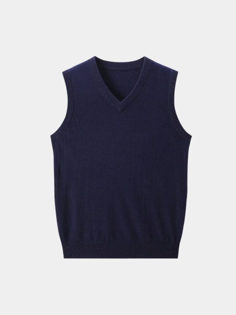 100% Cashmere V Neck Knit Vest
