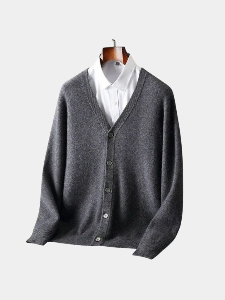 100% Merino Wool V Neck Knitwear Cardigan Sweater
