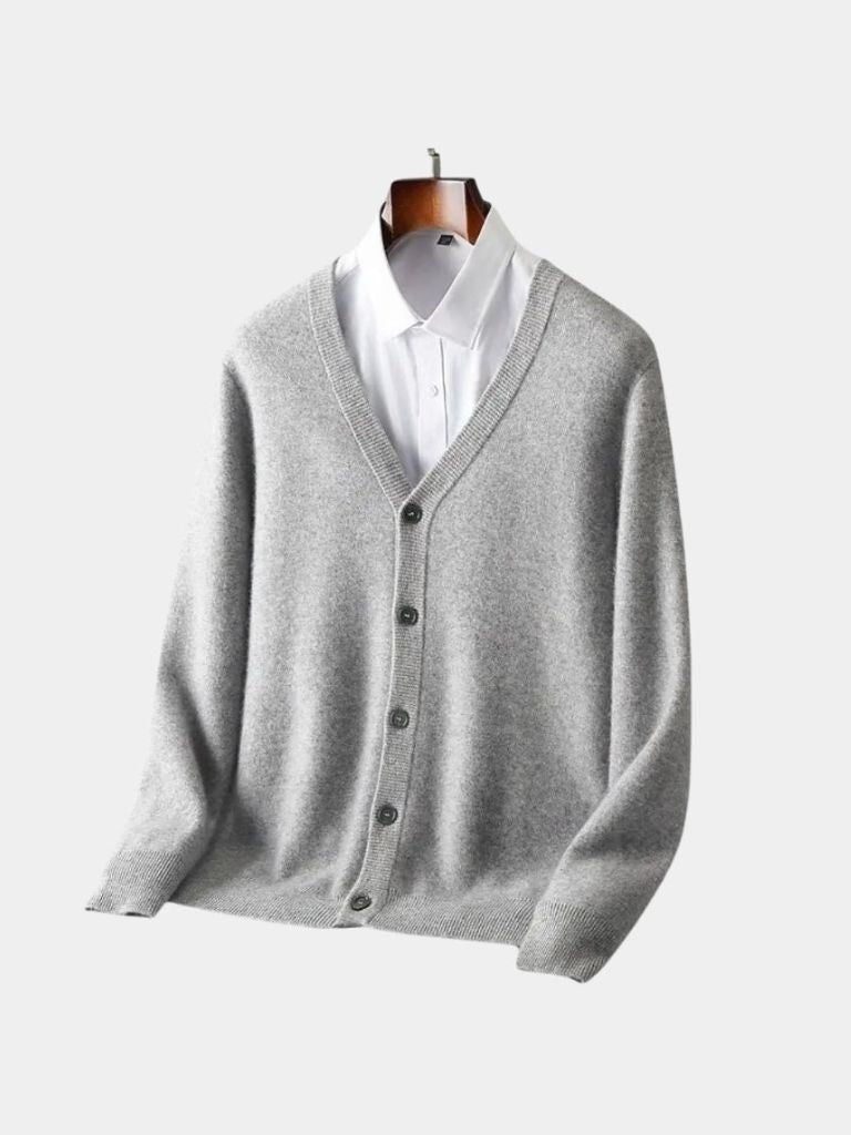 100% Merino Wool V Neck Knitwear Cardigan Sweater