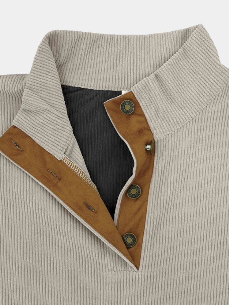 Pull rétro en velours côtelé à col montant