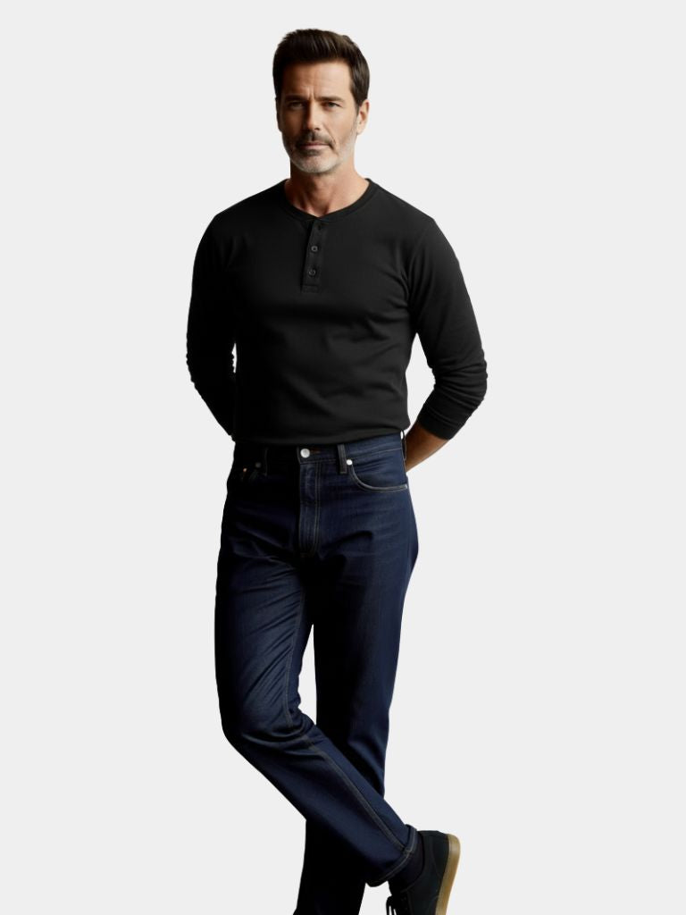 Minimalist Henley Neck Long Sleeve T-Shirt