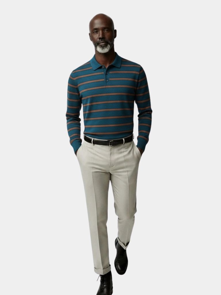 Navy Sunset Striped Polo