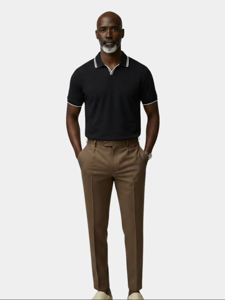 Timeless Black V-Neck Polo