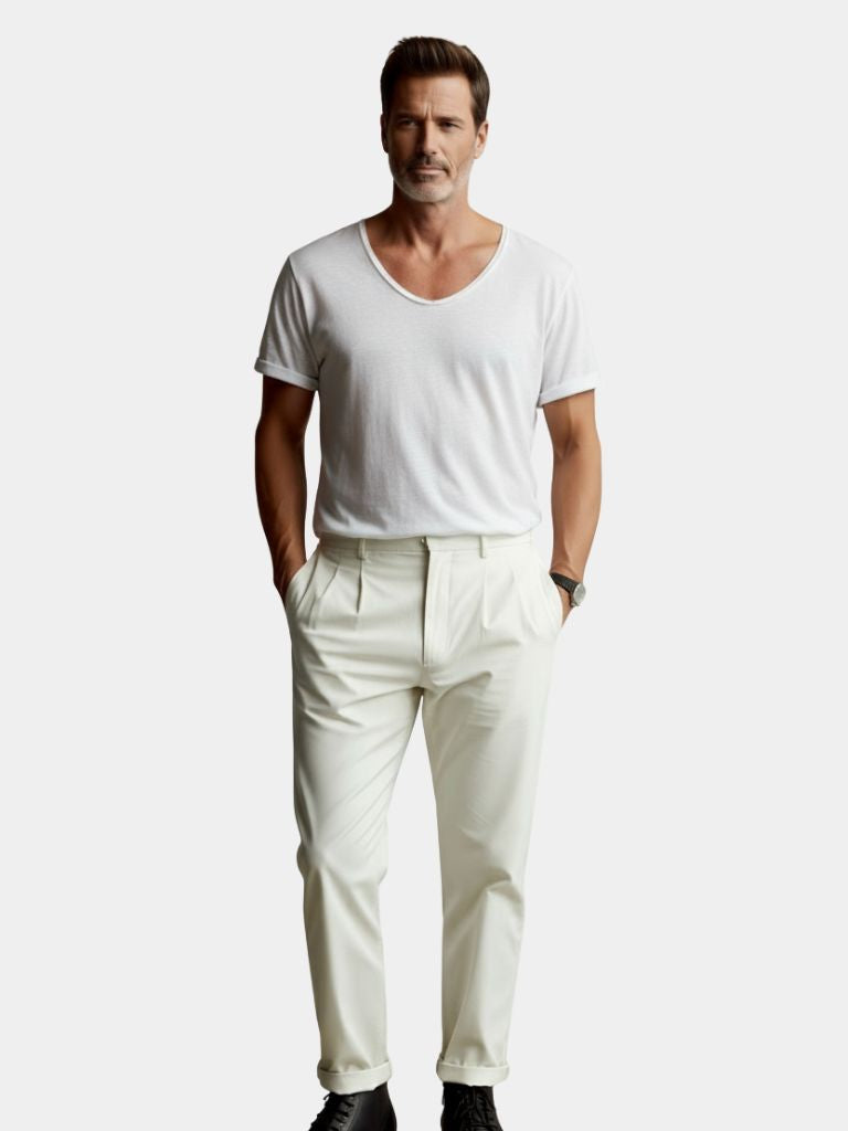 Albo Classic Linen V Neck T-Shirt