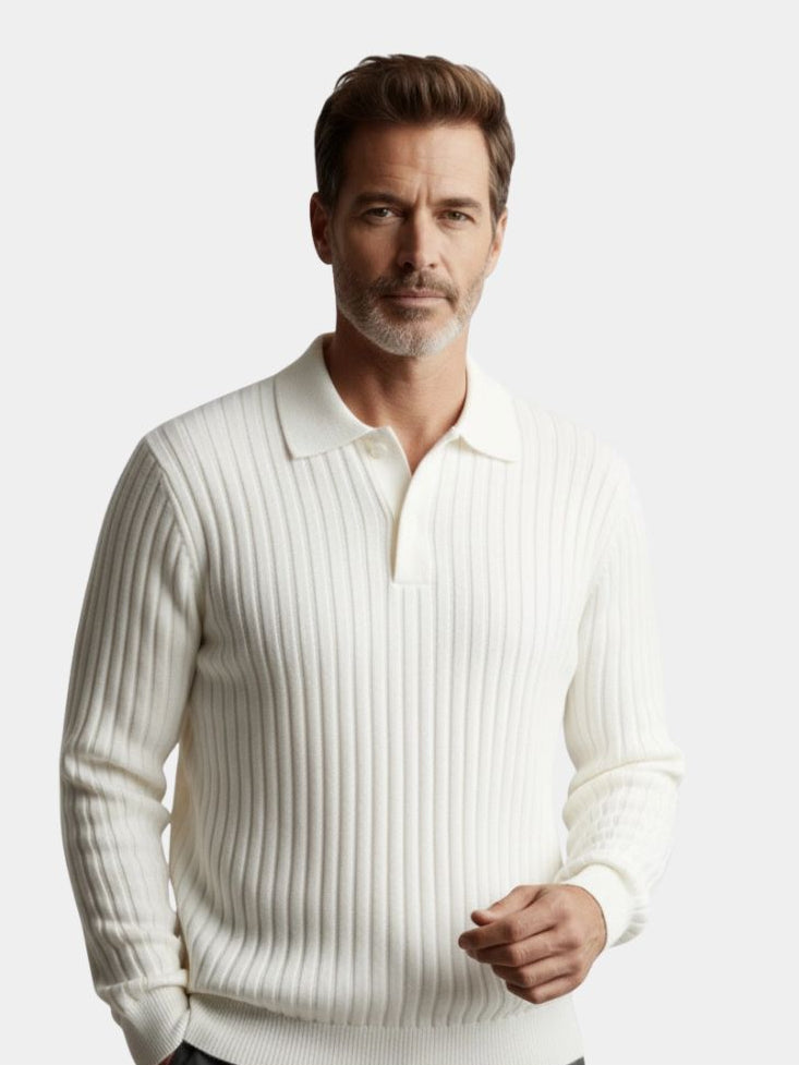 Elegant Open Collar Long Sleeve Polo