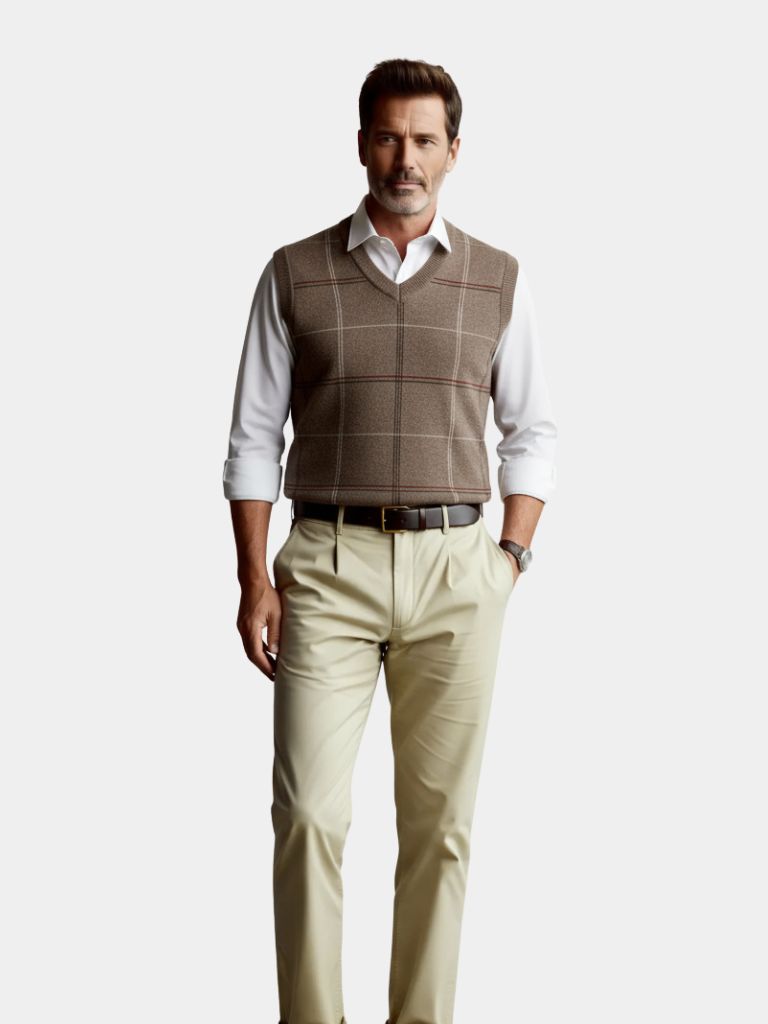 Gilet en maille à carreaux académique