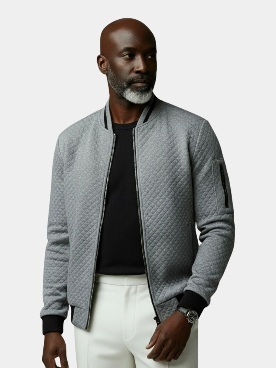 Textured Casual Bomber Jacket
