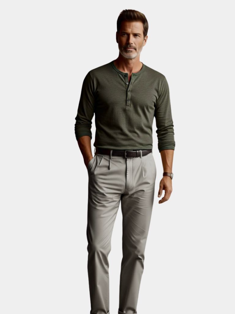 Henley Neck Long Sleeve T-Shirt