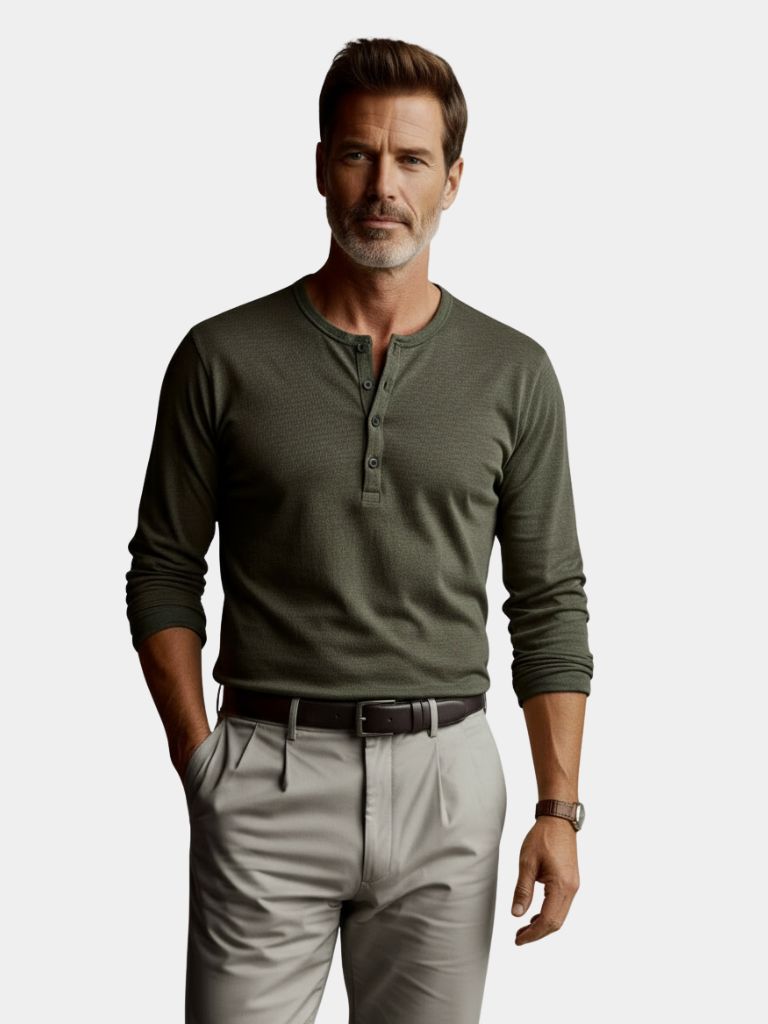 Henley Neck Long Sleeve T-Shirt