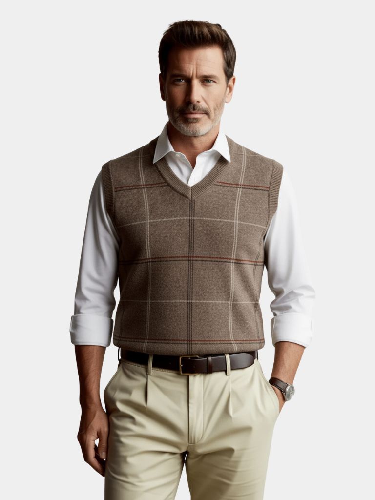 Academic Checkered Knit Vest