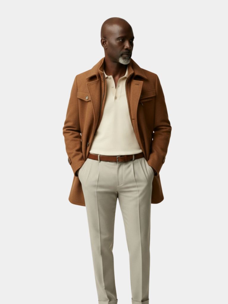 Manteau essentiel en laine mélangée