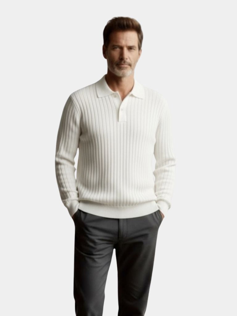 Polo Elegante de Manga Larga con Cuello Abierto