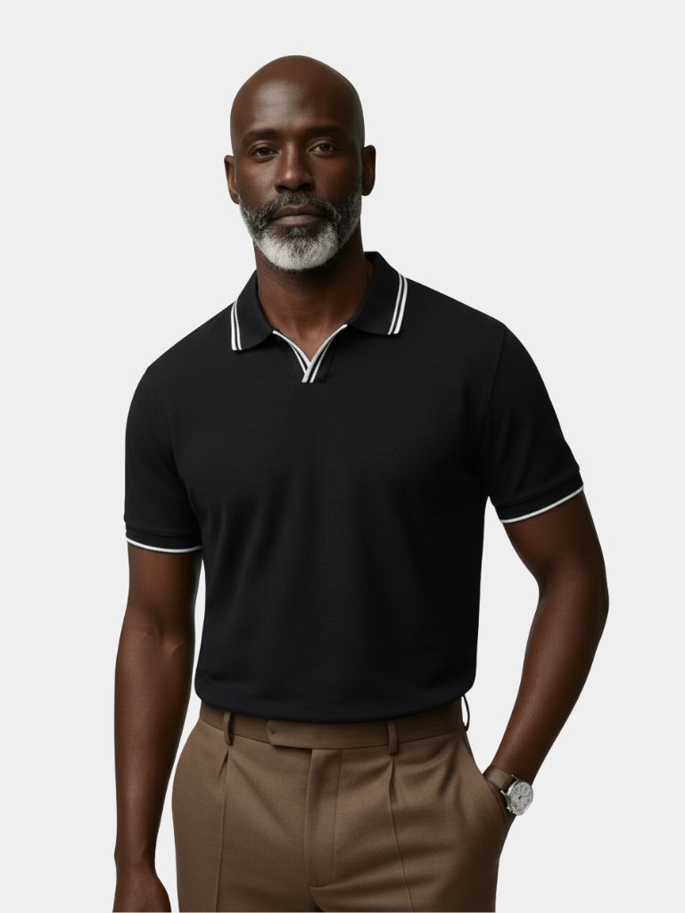 Timeless Black V-Neck Polo