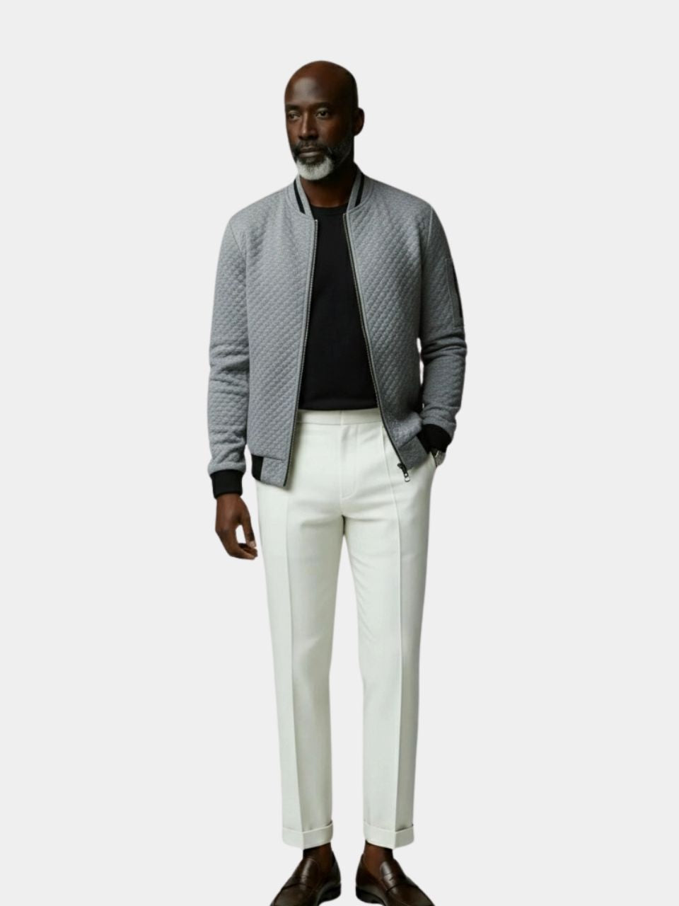 Textured Casual Bomber Jacket